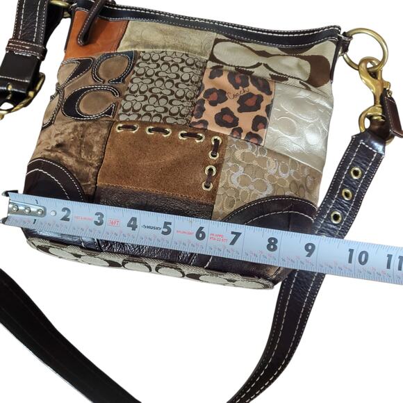 Y2k Coach F12840 Patchwork Signature Crossbody Canvas Leather Hobo Bag - Picture 8 of 15